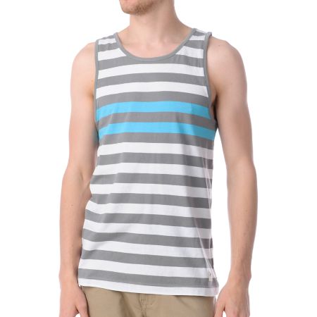 Vans Kelso White, Grey & Blue Stripe Tank Top 
