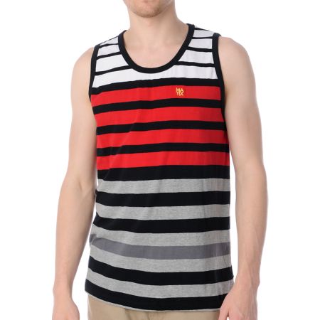 Matix Blockage White, Red, & Black Stripe Knit Tank Top 