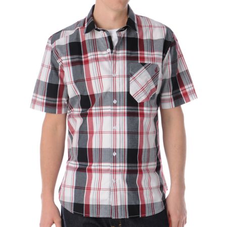 Volcom Ex Factor Red & Black Plaid Button Up Shirt