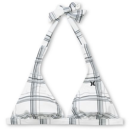 Hurley One & Only White Plaid Bikini Halter Top
