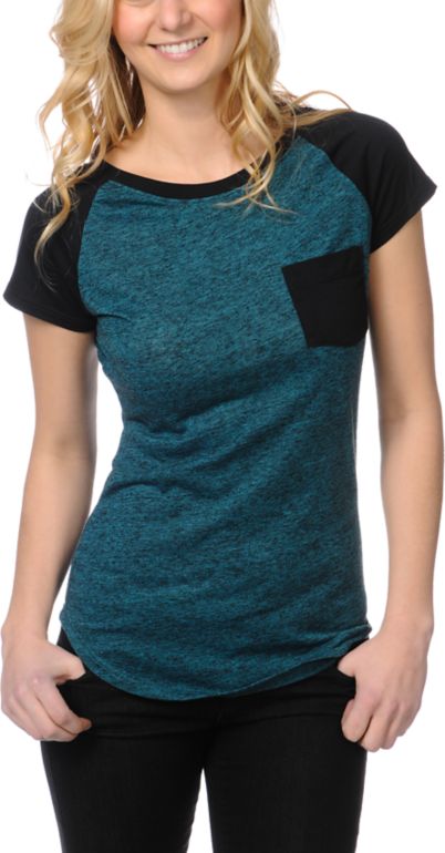 Empyre Petra Heather Blue Tail Cap Sleeve Shirt