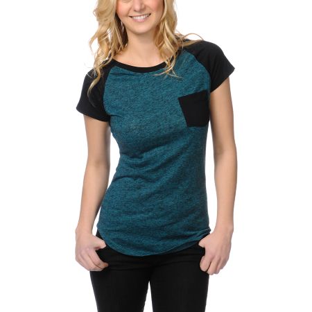 Empyre Petra Heather Blue Tail Cap Sleeve Shirt