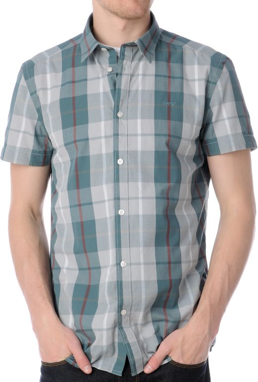WeSC Sergio Green & Grey Plaid Button Up Shirt
