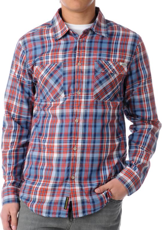 Etnies Bakersfield Blue Plaid Long Sleeve Button Up Shirt