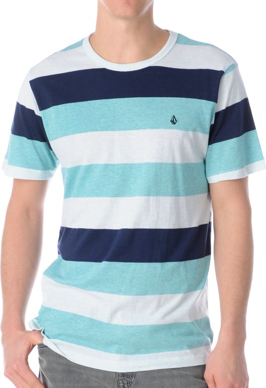 Volcom Transmit Aqua Stripe Knit Tee Shirt
