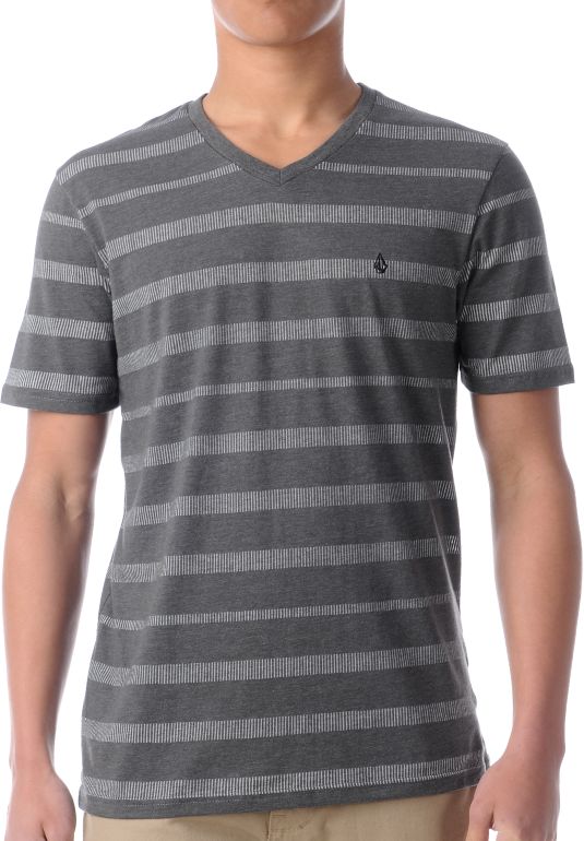 Volcom Scurvy Grey V-Neck Knit Tee Shirt