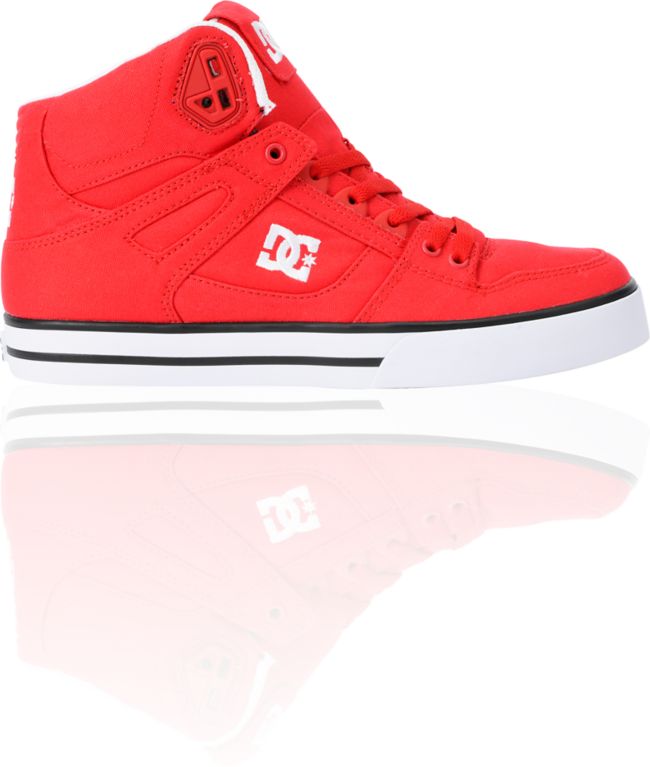 DC Shoes Spartan Hi TX Red Canvas Skate Shoe