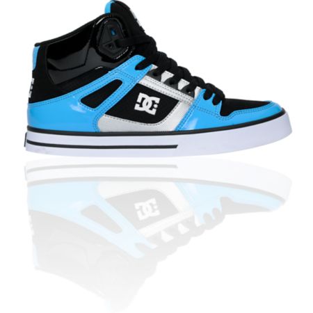 DC Spartan Hi Black & Hawaiian Blue Patent Leather Skate Shoe