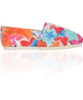 Toms Classics Corbel Print Canvas Girls Slip On Shoe