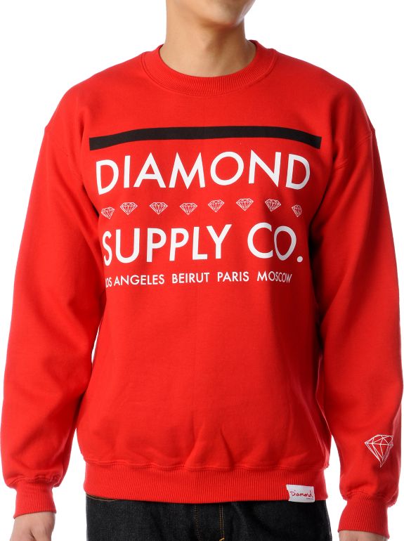 Diamond Supply Roots Red Crewneck Sweatshirt