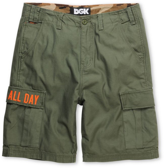 DGK Fat Tip Army Green Cargo Shorts
