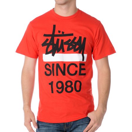 Stussy Chisel Since 80 Red Tee Shirt