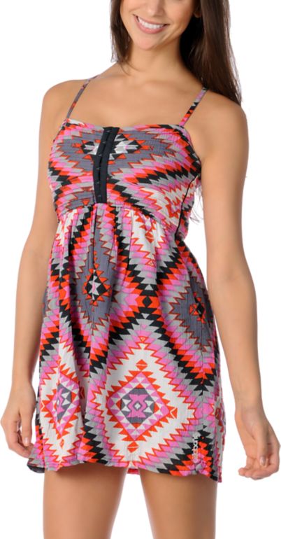 Billabong Davenport Pink Tribal Woven Dress