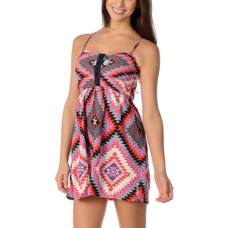Billabong Davenport Pink Tribal Woven Dress