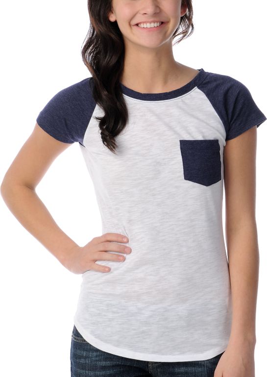 Empyre Girl Cadence Navy Short Sleeve Baseball Tee Shirt
