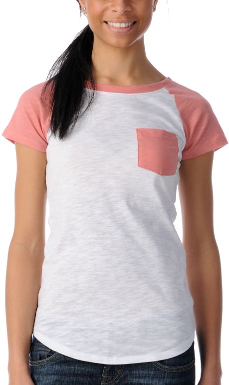 Empyre Girl Cadence Coral Short Sleeve Baseball Tee Shirt