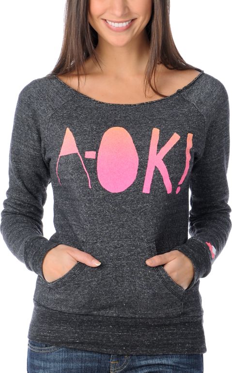 Glamour Kills A-OK Cut Crew Charcoal Pullover Sweatshirt