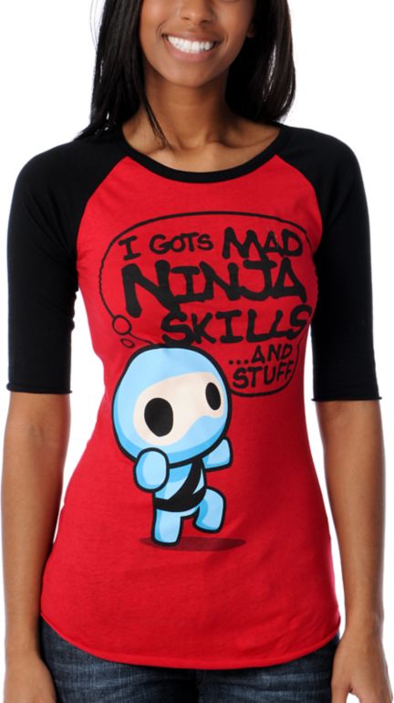 Bitter Sweet Girls Skills & Stuff Red Baseball Tee Shirt