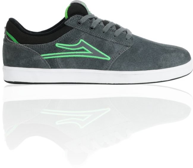 Lakai Linden Grey & Green Suede Skate Shoe