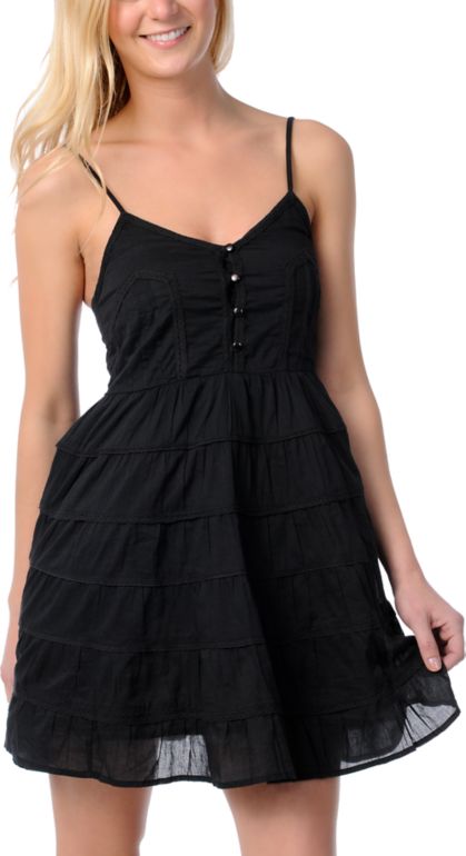 Billabong Girls Serenity Black Woven Dress