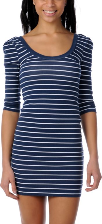 Billabong Nuckles Navy Stripe Body Con Dress