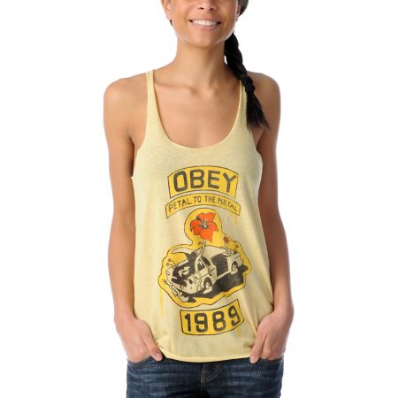 Obey Girls Petal to the Metal Yellow Tank Top