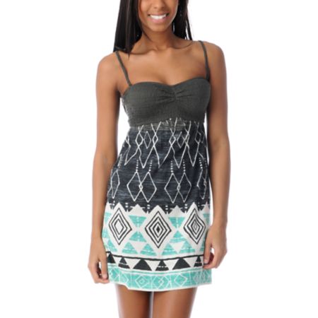 Billabong Dreamin on Grey & Turquoise Dress