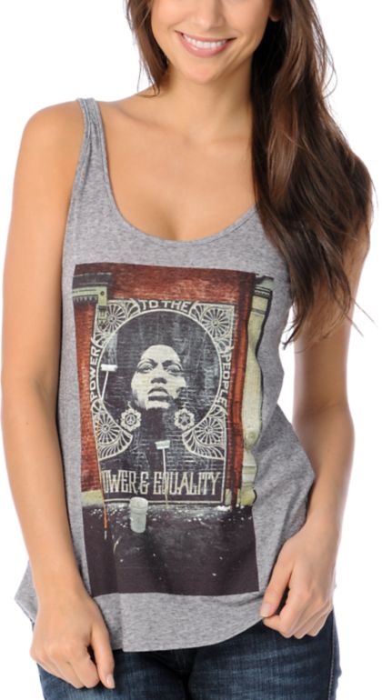 Obey Power to the Streets Girls Grey Tank Top