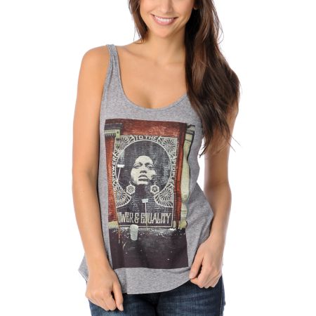 Obey Power to the Streets Girls Grey Tank Top