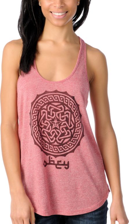 Obey Girls Kalifa Red Mock Twist Tank