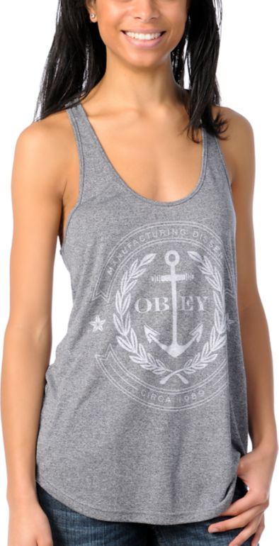 Obey Girls Cruise Liner Navy Mock Twist Tank Top