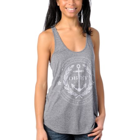 Obey Girls Cruise Liner Navy Mock Twist Tank Top