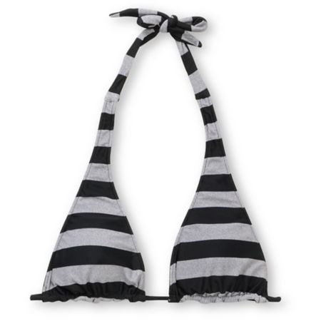 Empyre Girls Gable Black & Grey Stripe Halter Bikini Top