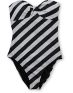 Empyre Girls Colella Black & Grey Striped Bandeau Swimsuit