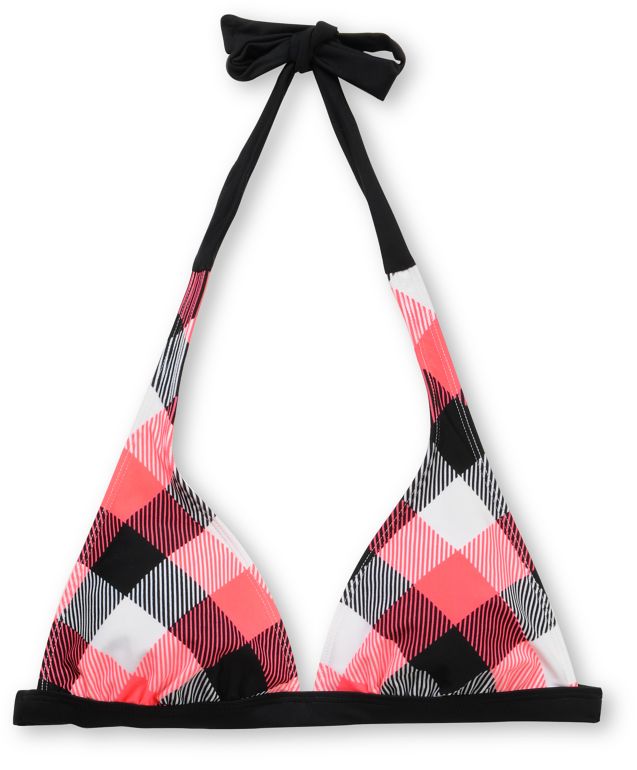 Empyre Girls Bennet Coral Plaid Halter Bikini Top