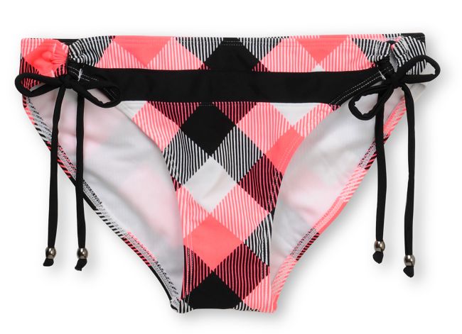 Empyre Ellis Coral Buffalo Plaid Tunnel Side Bikini Bottom