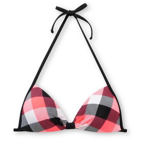 Empyre Girls Variant Coral Plaid Molded Cup Bikini Top