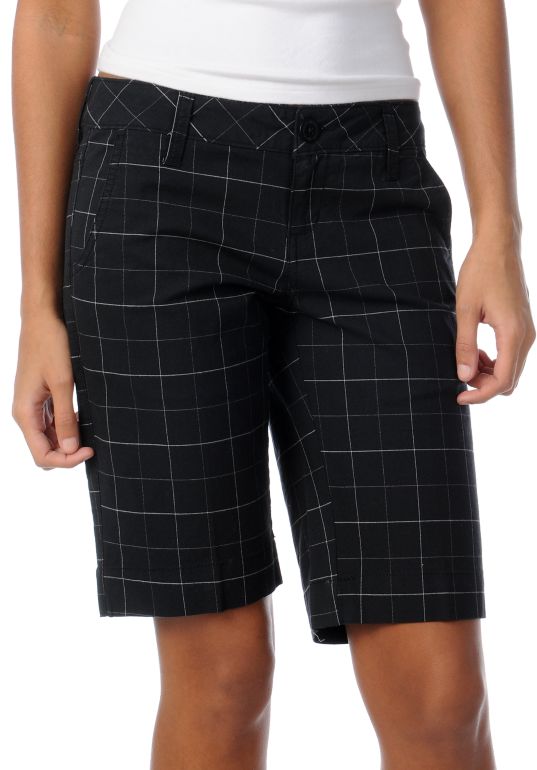 Empyre Girl Amarillo Black Windowpane Plaid Shorts
