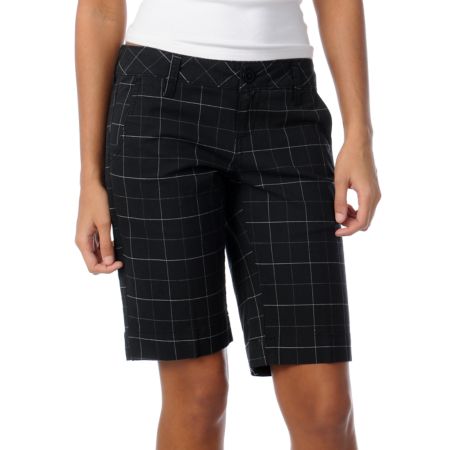 Empyre Girl Amarillo Black Windowpane Plaid Shorts