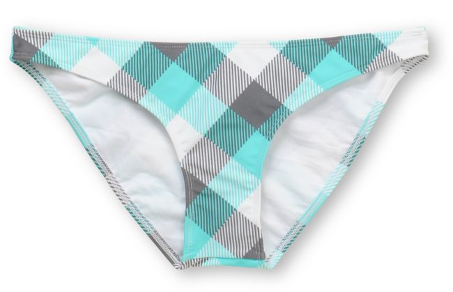 Empyre Stilt Turquoise Plaid Cinched Basic Bikini Bottom