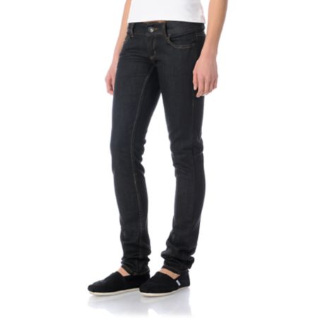 Empyre Girls Hannah Raw Black Skinny Jeans