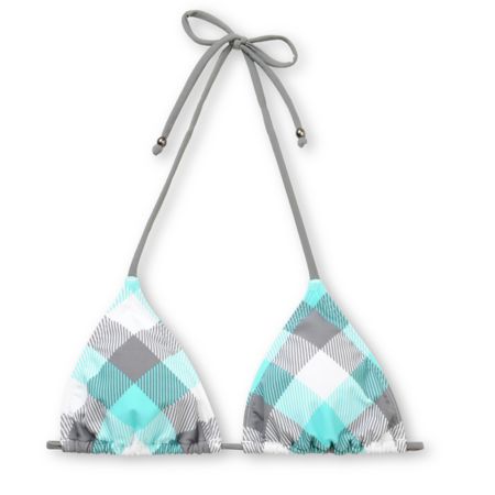 Empyre Madison Turquoise Buffalo Plaid Triangle Bikini Top