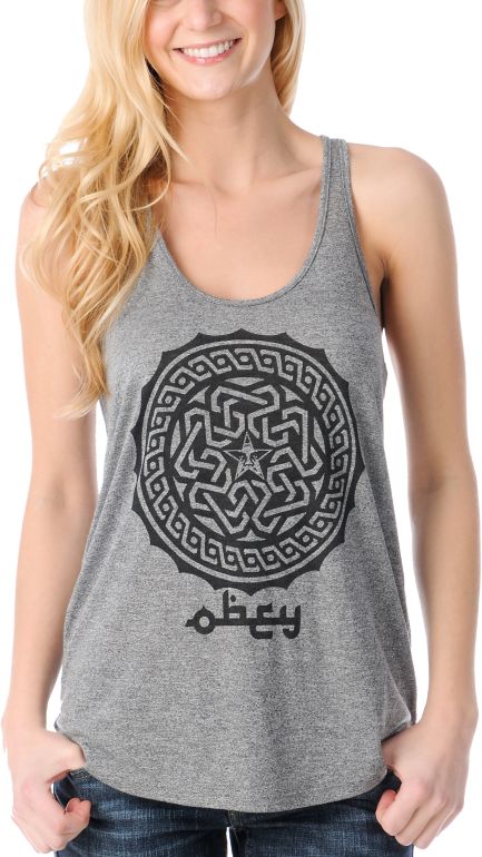Obey Kalifa Girls Charcoal Racerback Tank Top
