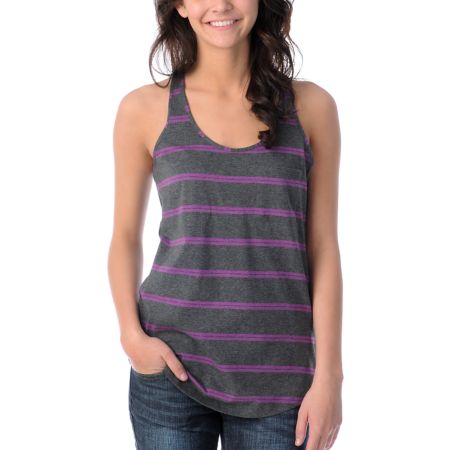 Zine Girls Purple & Charcoal Racerback Tank Top