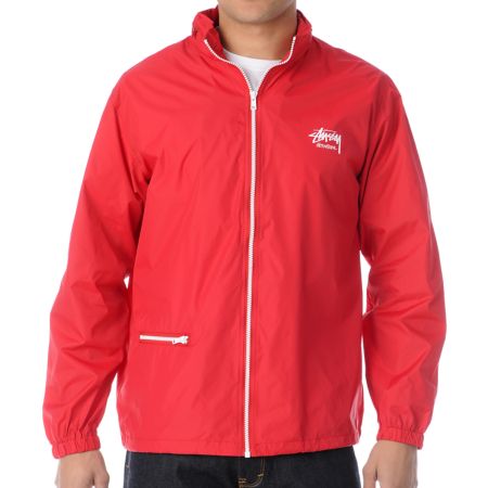 Stussy Stock Red Hooded Windbreaker