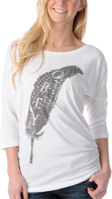 Obey Light as a Feather Girls White Tri Blend Dolman Top