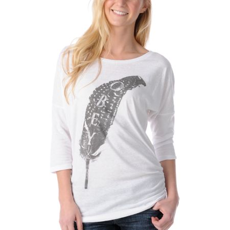 Obey Light as a Feather Girls White Tri Blend Dolman Top