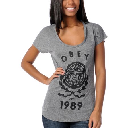 Obey Books Dissent Grey Mock Dolman Top