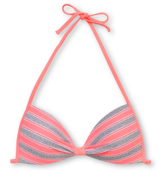 Empyre Girls Variant Coral & Grey Striped Molded Cup Bikini Top