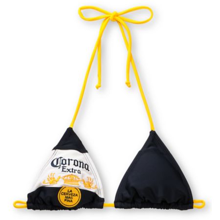 Corona Swim Navy & Gold Bottle Label 3 Triangle Bikini Top